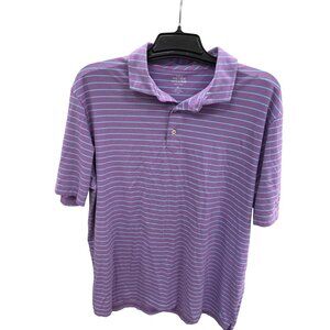 Peter Millar Mens Purple Green Striped Polo Golf Shirt XL SKU 8415
